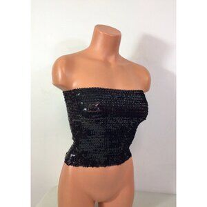 Karlie Black Sequin Tube Top Womens Small